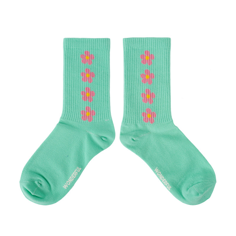 Flower Villain Series Elastic Cute Little Flowers Spring Summer Autumn Paragraph Socks Men